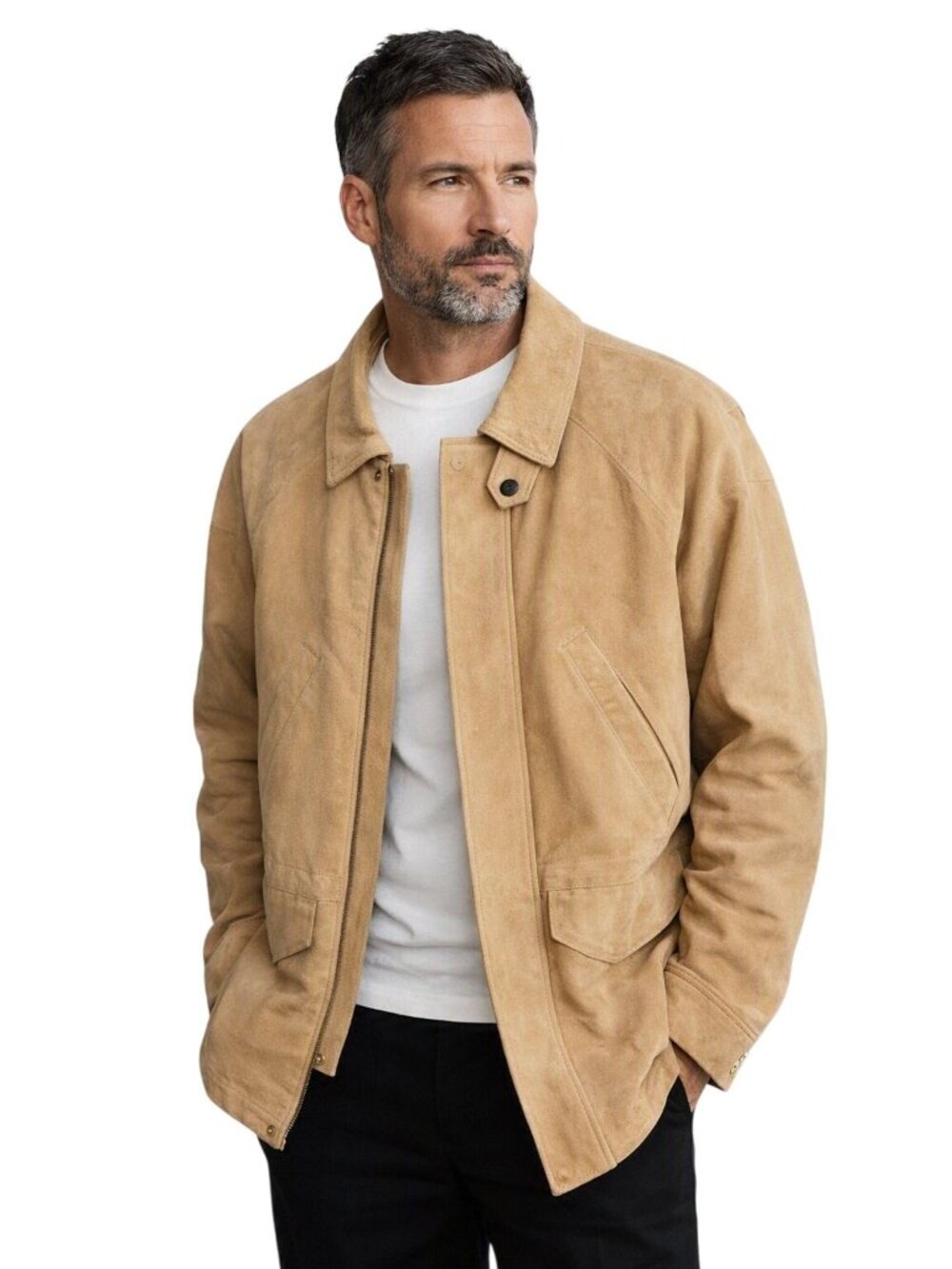 Vintage Johnny Jordan XXL Genuine Tan Suede Leather Chore Coat Barn Jacket Big